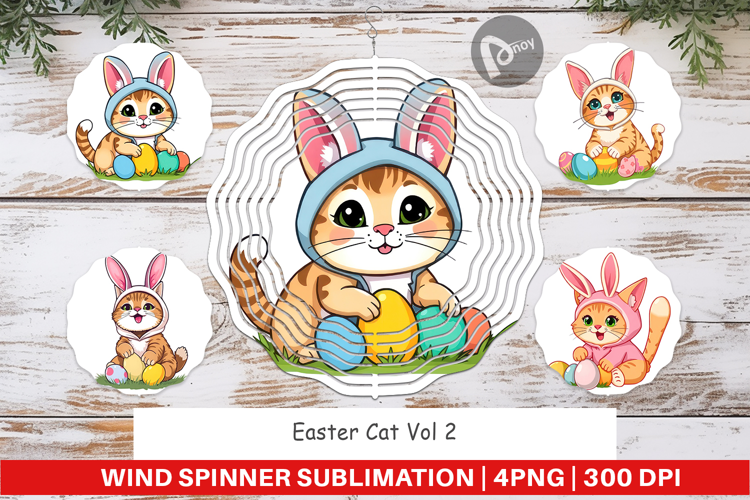 Wind Spinner Easter Cat