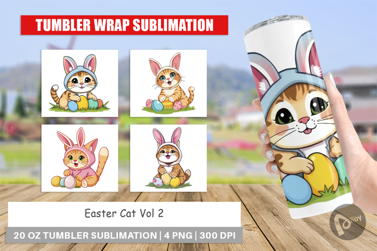 Tumbler Easter Cat