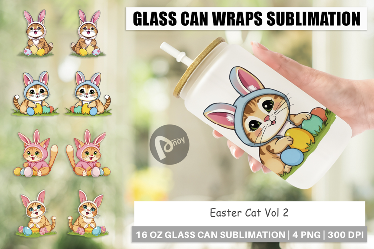Glass Can Easter Cat