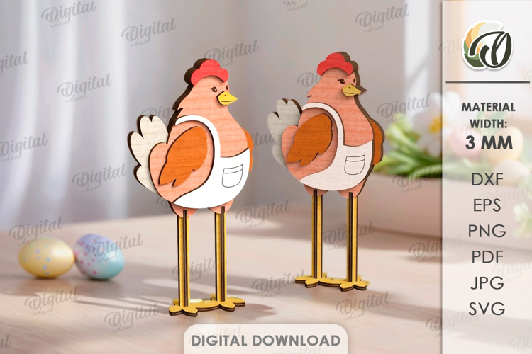 3D Easter Stand Characters Laser Cut. Chickens SVG
