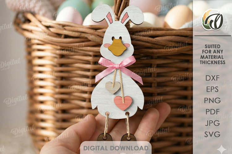 3D Easter Character Tag Lasercut. Gift Tag. Easter Bunny SVG
