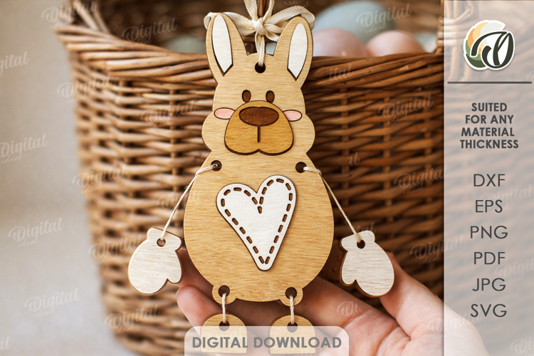 3D Easter Character Tag Lasercut. Gift Tag. Dog SVG