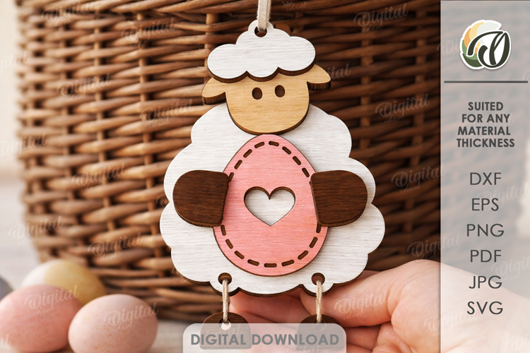 3D Easter Character Tag Lasercut. Gift Tag. Lamb SVG