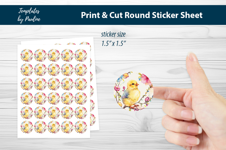 Easter Chick Print and Cut Sticker Sheet, Digital Sticker