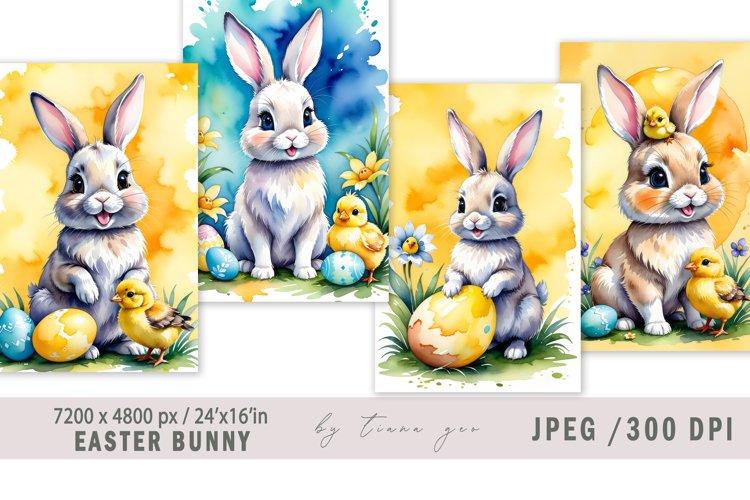 Cute watercolor Easter bunny illustration for prints- 4 Jpeg