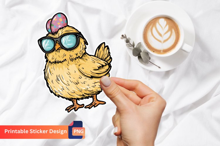 Easter Chicken Glasses Sticker, Funny Easter Chicken Sticker