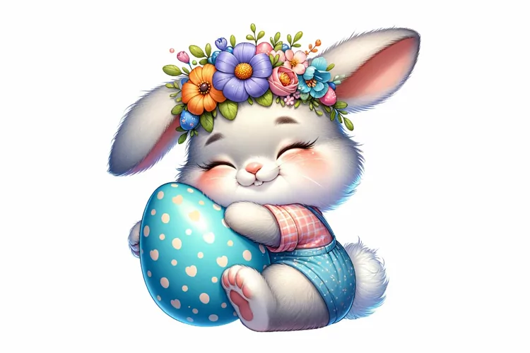 Cute Bunny Easter Clipart, Happy Easter Sublimation PNG