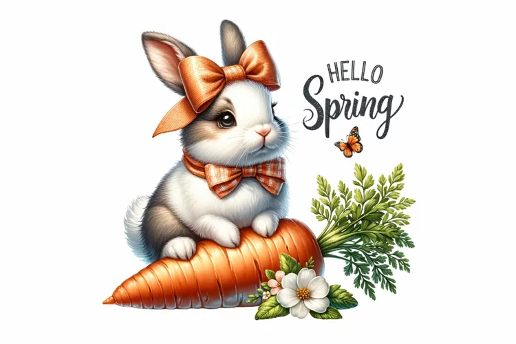 Cute Bunny Easter Clipart, Happy Easter Sublimation PNG