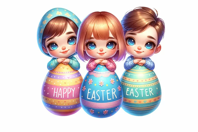 Cute Easter Eggs Easter Clipart, Happy Easter PNG