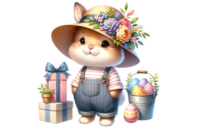 Cute Bunny Easter Clipart, Happy Easter Sublimation PNG