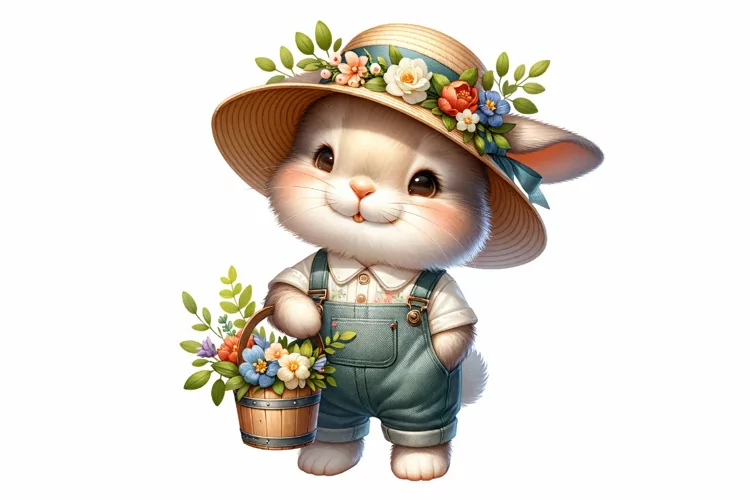 Cute Bunny Easter Clipart, Happy Easter Sublimation PNG