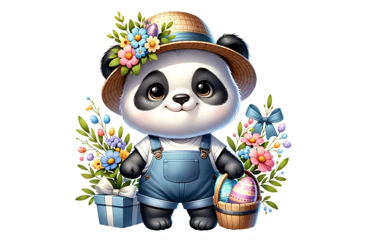 Cute Panda Easter Clipart, Happy Easter Sublimation