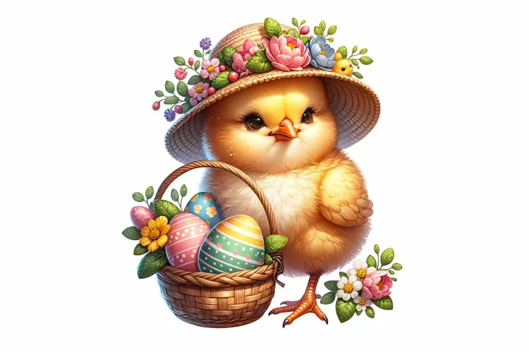 Cute Easter Chick Clipart, Happy Easter Sublimation PNG
