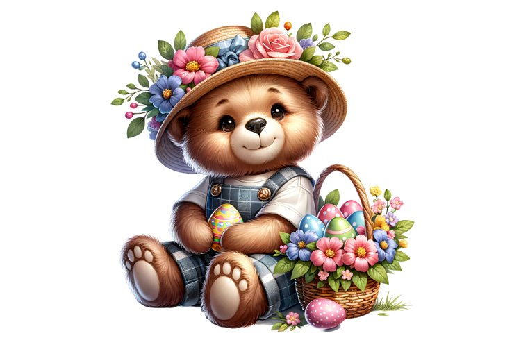 Cute Bear Easter Clipart, Happy Easter Sublimation PNG