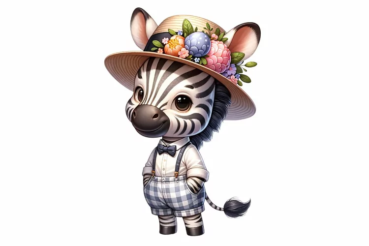 Cute Zebra Easter Clipart, Happy Easter Sublimation PNG