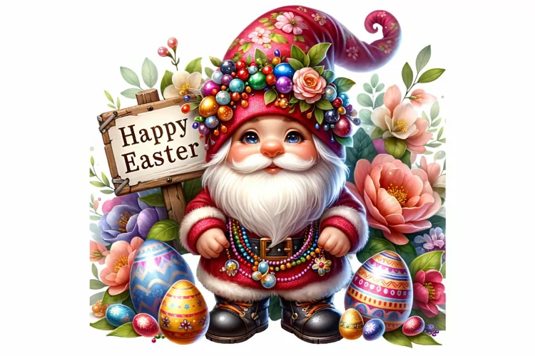 Cute Gnome Easter Clipart, Happy Easter Sublimation PNG