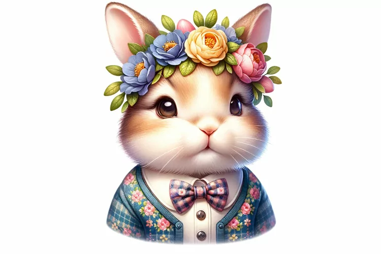 Cute Bunny Easter Clipart, Happy Easter Sublimation PNG