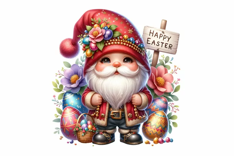 Cute Gnome Easter Clipart, Happy Easter Sublimation PNG