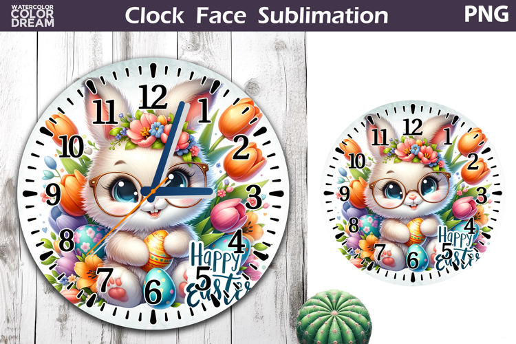 Easter Bunny Clock Face | Spring Cute Animal Clock Design