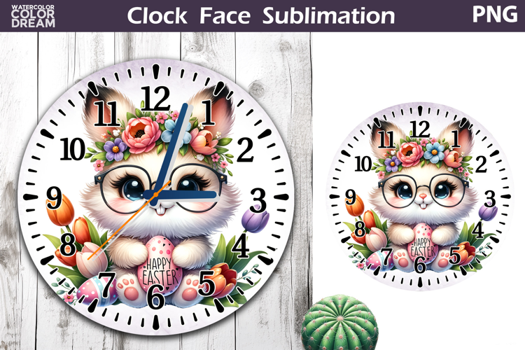 Easter Bunny Clock Face | Spring Cute Animal Clock Design