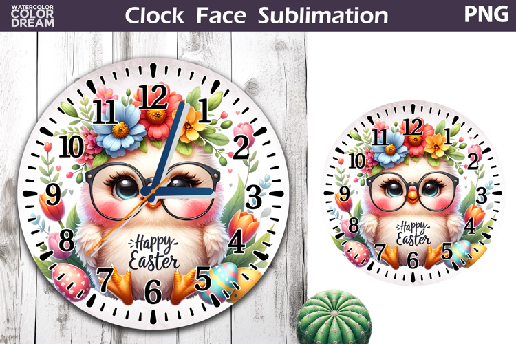 Easter Chicken Clock Face | Spring Cute Animal Clock Design