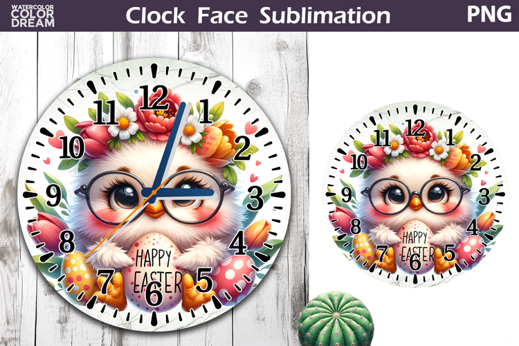 Easter Chicken Clock Face | Spring Cute Animal Clock Design