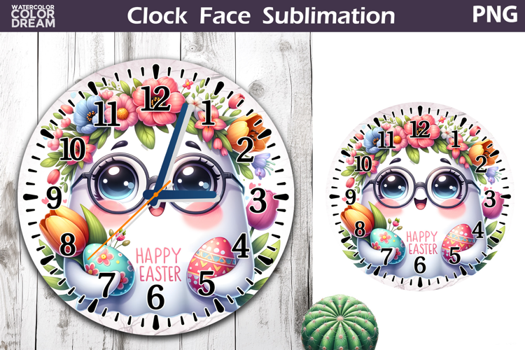 Easter Cow Clock Face | Spring Cute Animal Clock Design