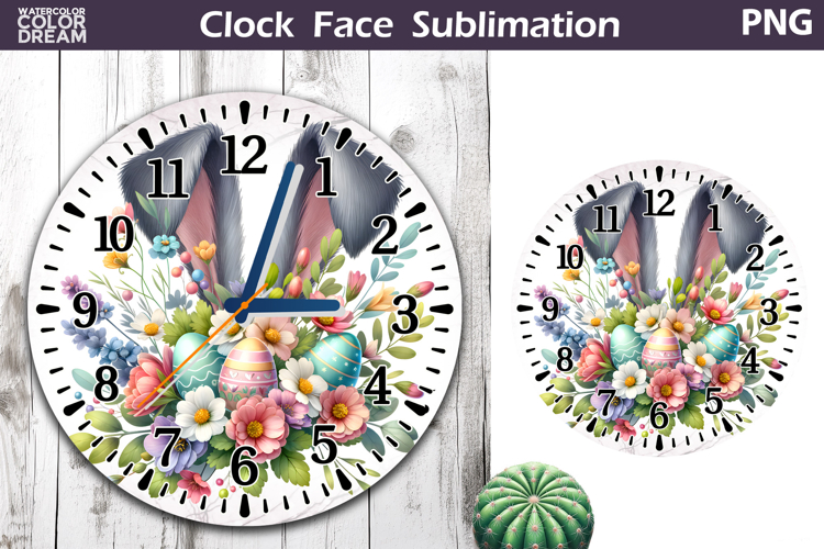 Easter Eggs Clock Face | Bunny Ears Clock Design