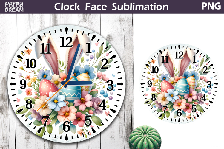 Easter Eggs Clock Face | Bunny Ears Clock Design