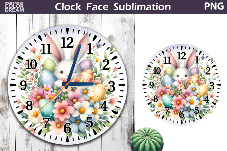 Easter Eggs Clock Face | Bunny Ears Clock Design