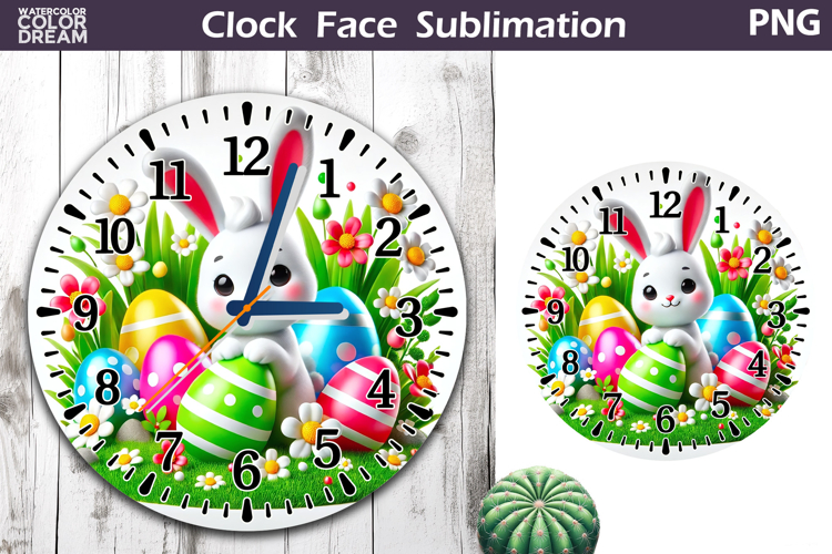 Easter Eggs Clock Face | Bunny Ears Clock Design