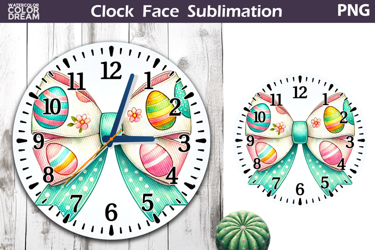 Easter Eggs Clock Face | Easter Bow Clock Design