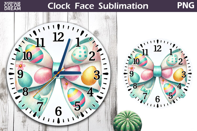 Easter Eggs Clock Face | Easter Bow Clock Design example image 1
