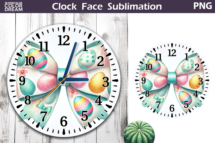 Easter Eggs Clock Face | Easter Bow Clock Design