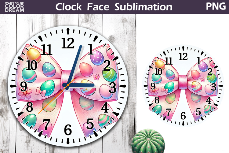 Easter Eggs Clock Face | Easter Bow Clock Design