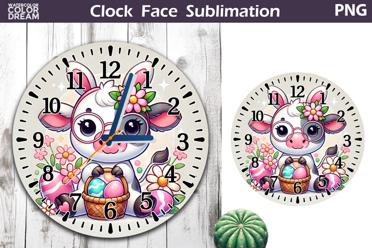 Easter Cow Clock Face | Spring Cow Clock Design