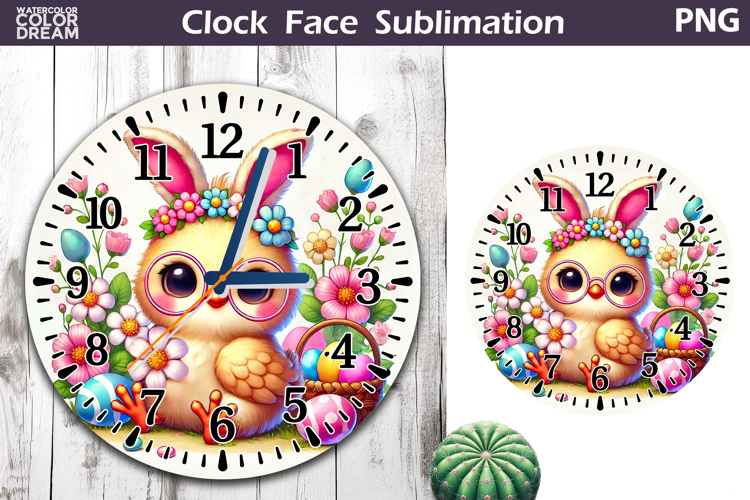 Easter Chicken Clock Face | Spring Cute Chicken Clock Design