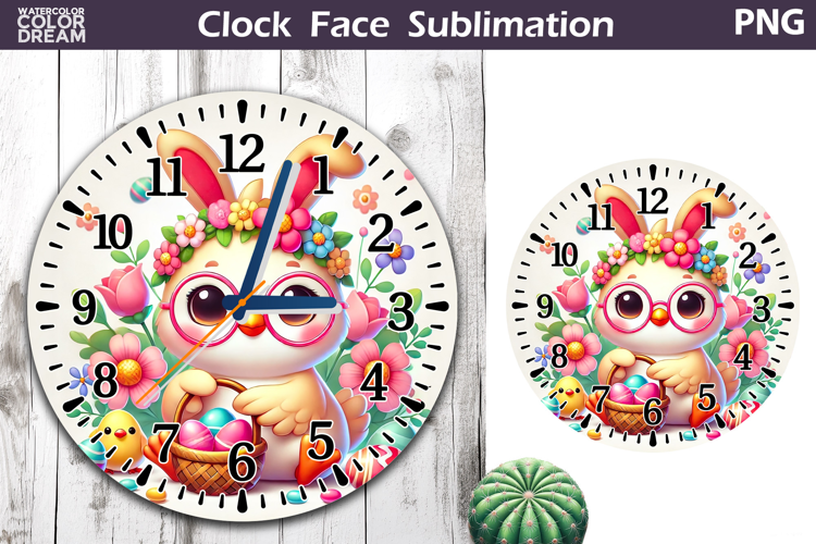 Easter Chicken Clock Face | Spring Cute Chicken Clock Design
