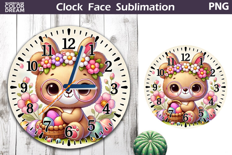 Easter Bear Clock Face | Spring Cute Bear Clock Design example image 1