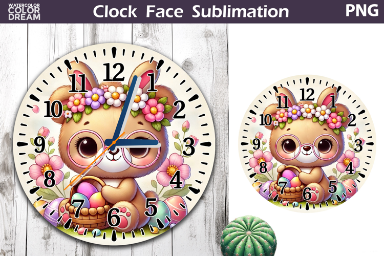 Easter Bear Clock Face | Spring Cute Bear Clock Design