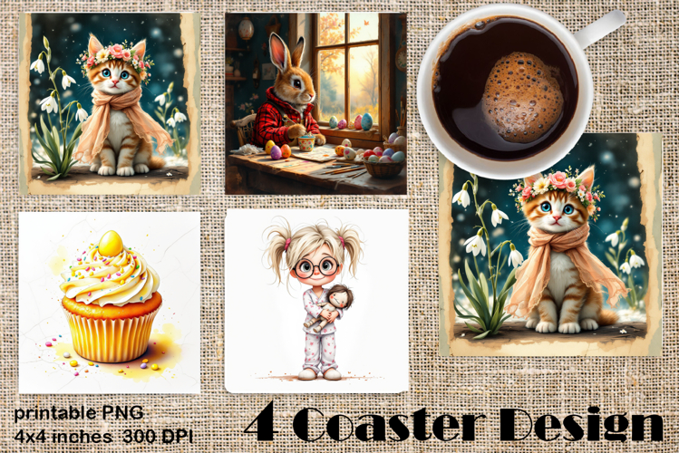 Happy Easter Square Coaster Sublimation