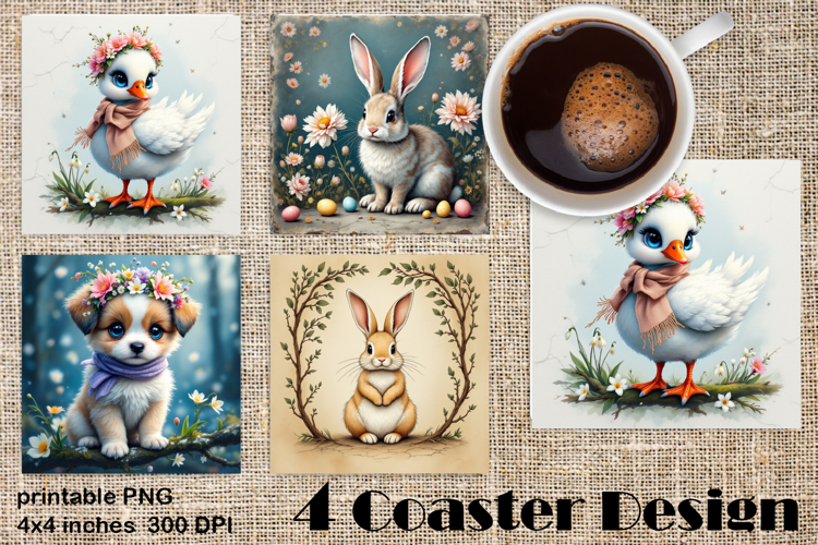Happy Easter Square Coaster Sublimation