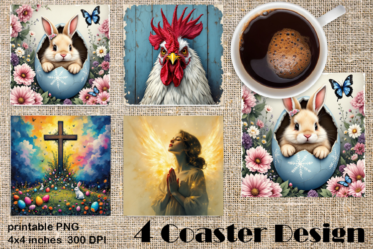 Happy Easter Square Coaster Sublimation