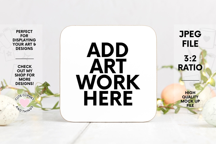 Easter Coaster Mock Up | Coaster Mock Up with Pastel Easter