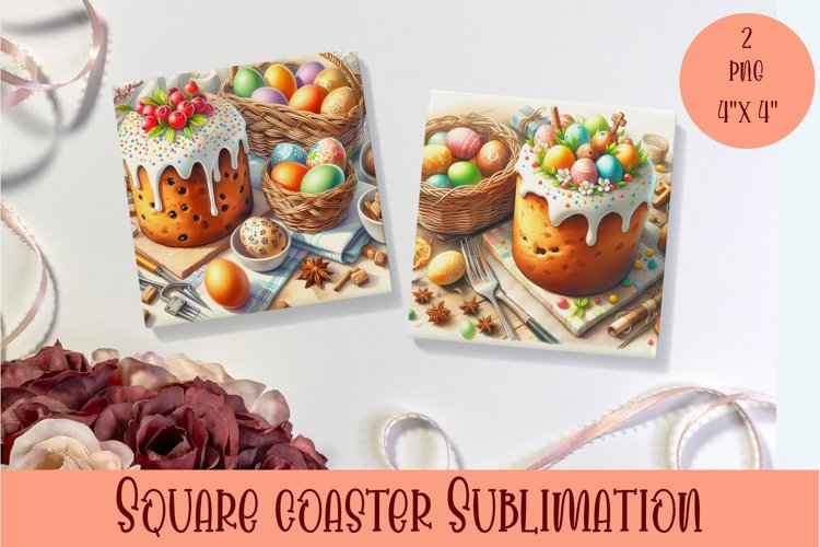 Peach color Easter Square Coaster Sublimation
