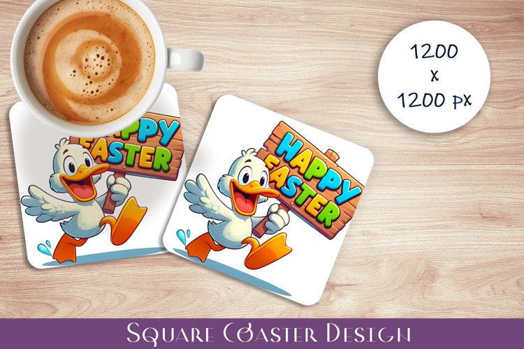 Happy Easter Square Coaster Sublimation