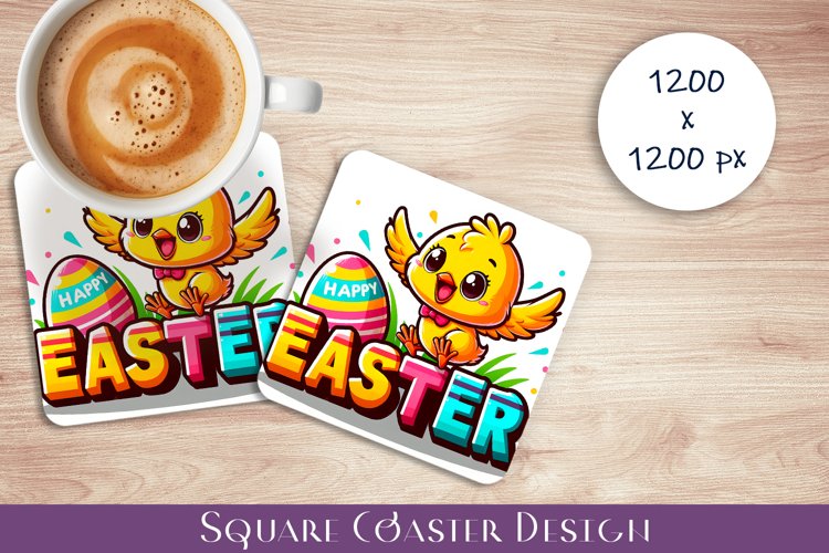 Happy Easter Square Coaster Sublimation