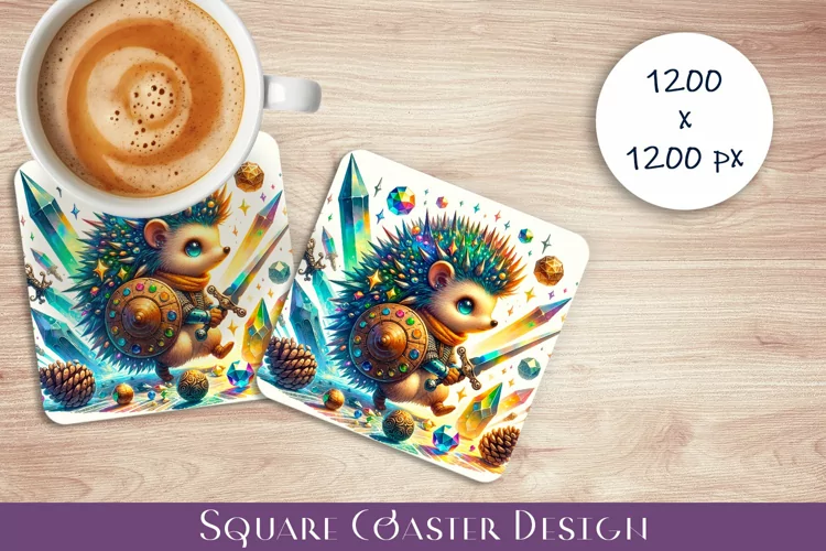 Hedgehog warrior Sublimation square coasters