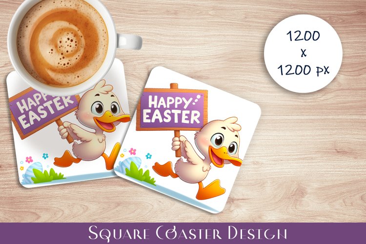 Happy Easter Square Coaster Sublimation