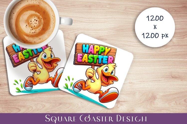 Happy Easter Square Coaster Sublimation